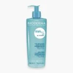 Flacon pompe bleu Bioderma ABCDerm lait de toilette sans rinçage 500 ml