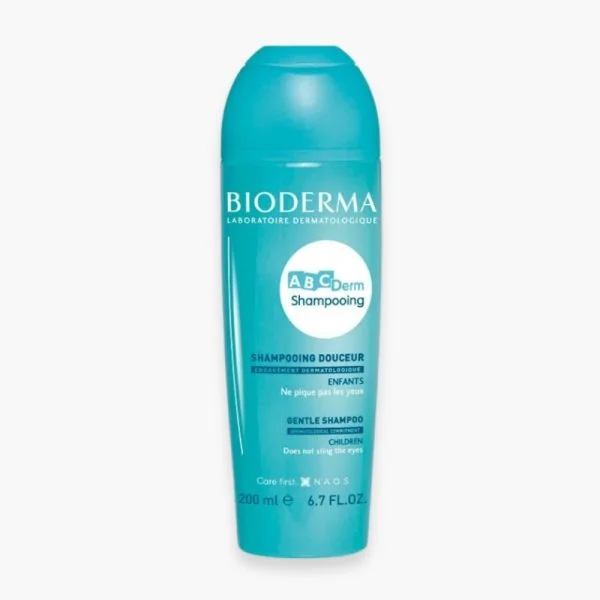 Flacon turquoise Bioderma ABCDerm Shampooing Douceur enfants 200 ml