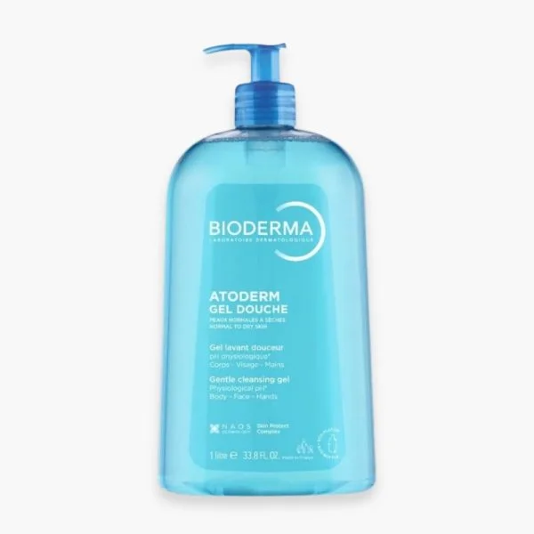 Grand flacon pompe bleu Bioderma Atoderm Gel douche 1 litre