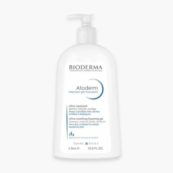 Grand flacon pompe blanc Bioderma Atoderm Intensive Gel Moussant 1 litre