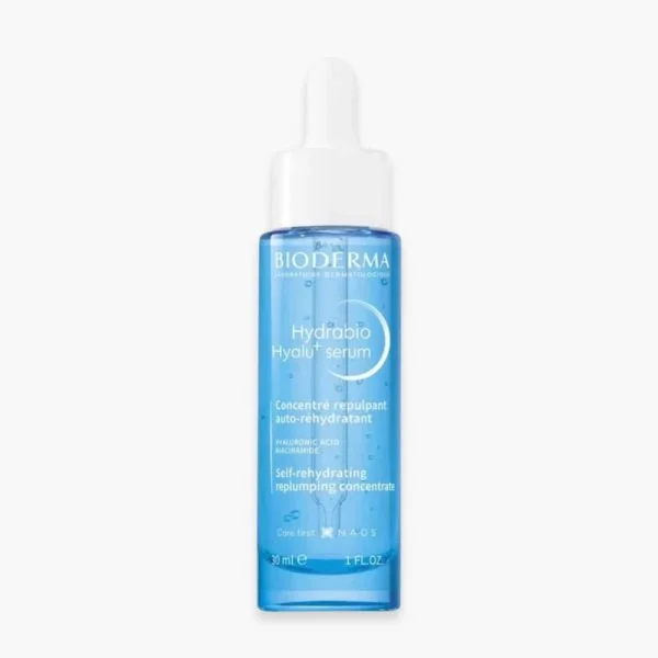 Flacon bleu compte-gouttes Bioderma Hydrabio Hyalu+ sérum concentré 30 ml