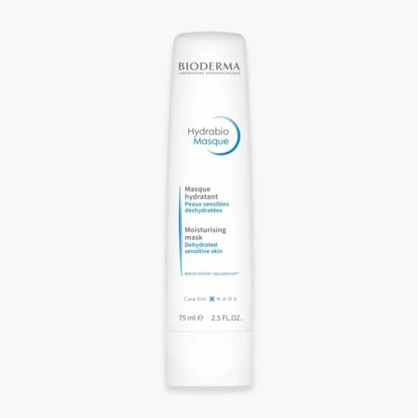 Tube blanc Bioderma Hydrabio Masque hydratant peaux sensibles déshydratées 75 ml