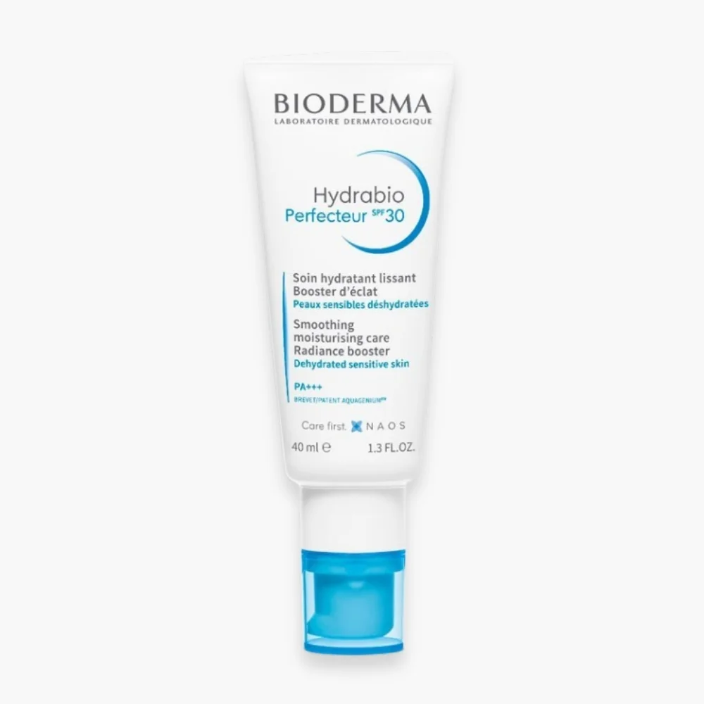 bioderma-hydrabio-perfecteur-soin-hydratant-lissant-booster-d-eclat-spf30-40ml.jpg Tube blanc à capuchon bleu Bioderma Hydrabio Perfecteur SPF30 40 ml