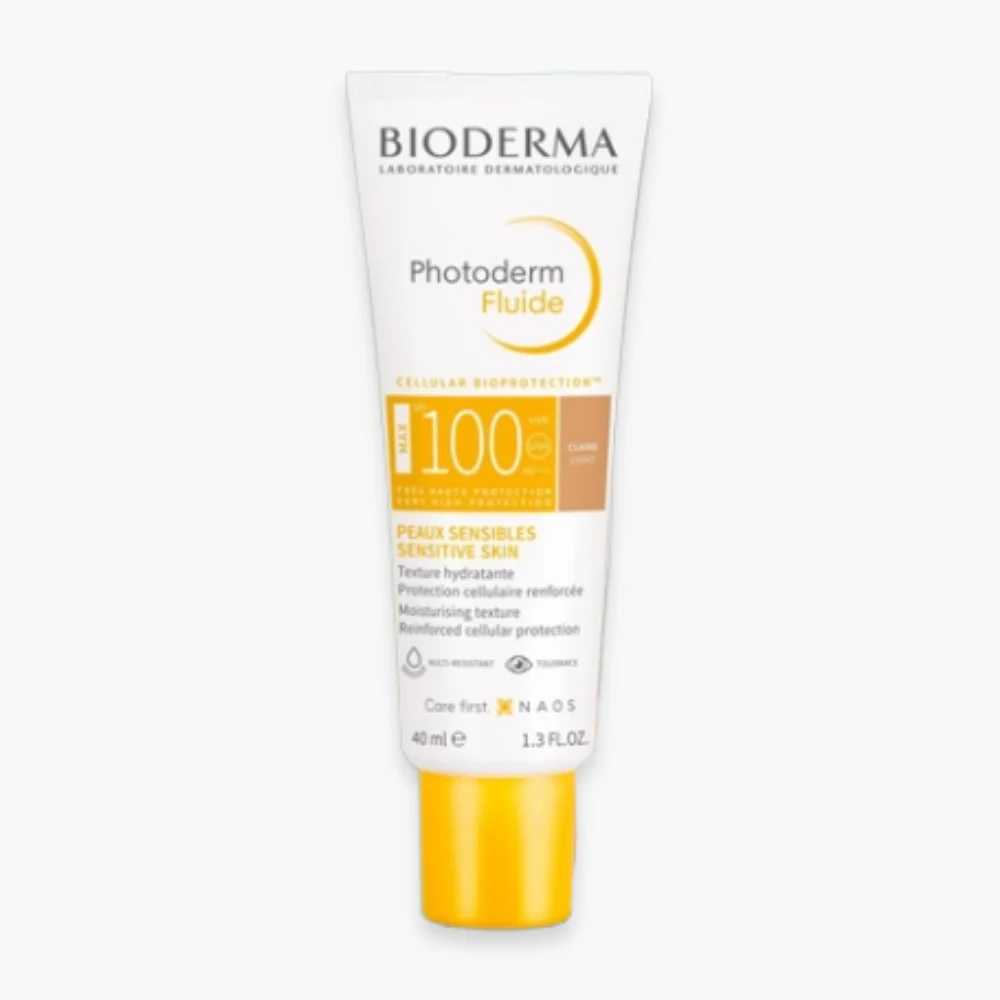 bioderma-photoderm-fluide-max-teinte-clair-spf100-40ml.png Tube blanc Bioderma Photoderm Fluide SPF100 teinte claire, 40 ml