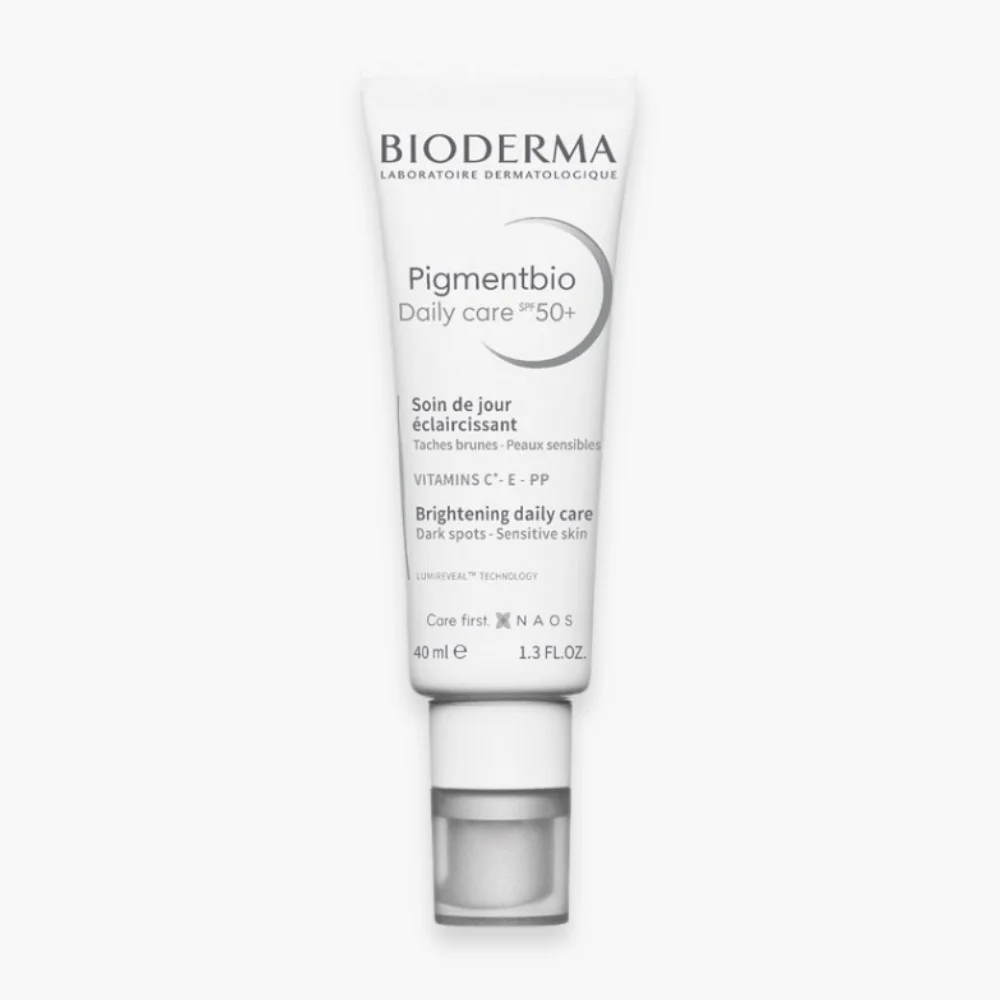 bioderma-pigmentbio-daily-care-soin-de-jour-eclaircissant-spf50-40ml.jpg Tube pompe blanc Bioderma Pigmentbio Daily Care SPF50+, soin de jour 40 ml