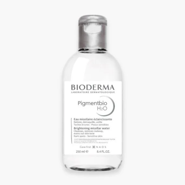 Flacon transparent Bioderma Pigmentbio H2O, eau micellaire éclaircissante 250 ml