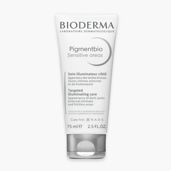 Tube blanc Bioderma Pigmentbio Sensitive areas soin illuminateur ciblé 75 ml