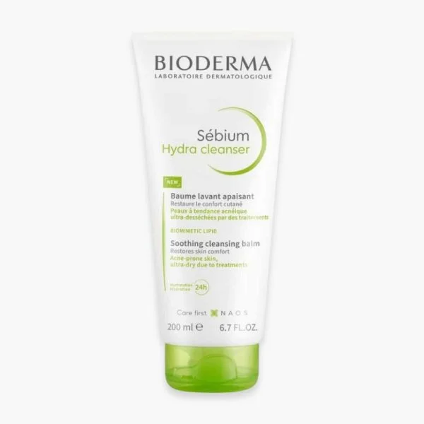 Tube blanc Bioderma Sébium Hydra cleanser baume lavant apaisant 200 ml
