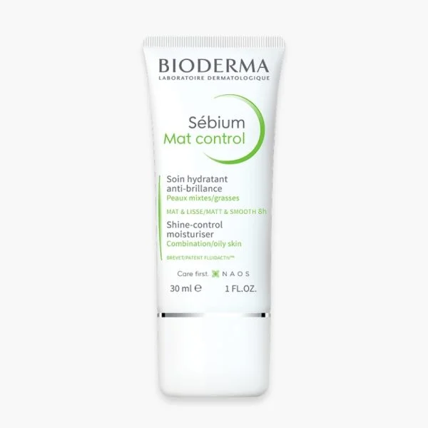 Tube blanc Bioderma Sébium Mat control soin hydratant anti-brillance 30 ml