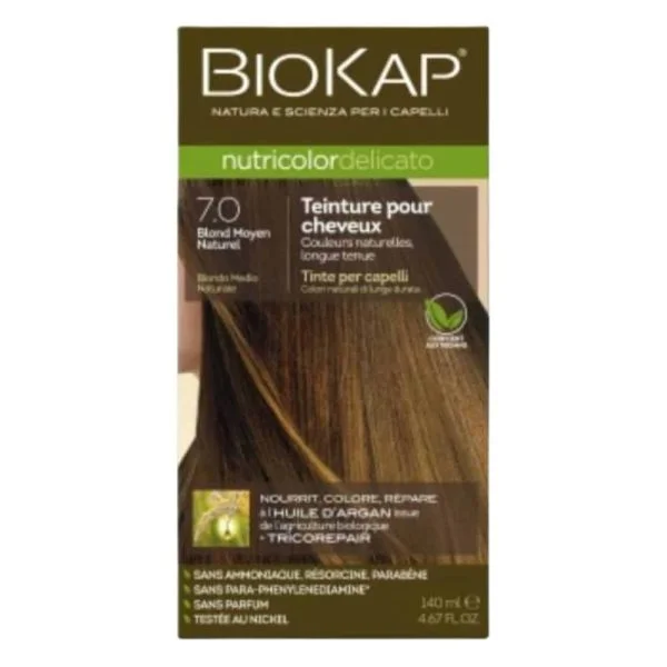 Étui Biokap Nutricolor Delicato 7.0 blond moyen naturel 140 ml
