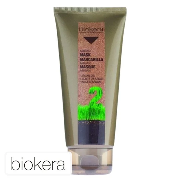 Tube doré Biokera Natura masque argan 200 ml étiquette huile d'argan