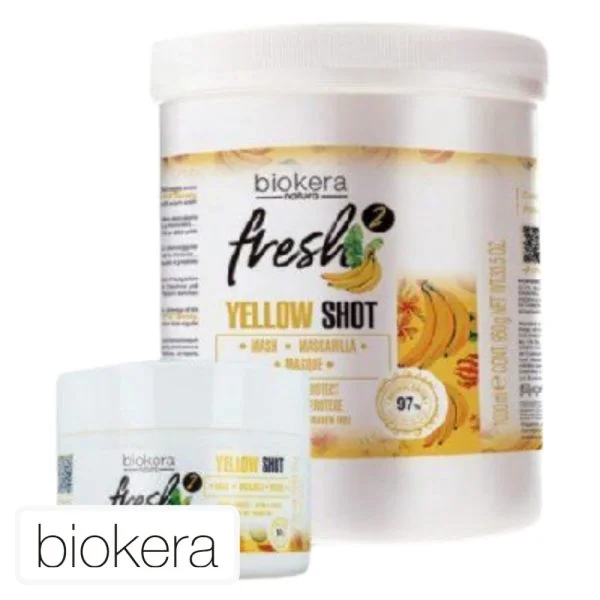 Pots blancs Biokera Natura Fresh Yellow Shot masque étiquette bananes