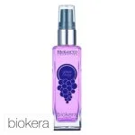 Flacon verre violet pompe Biokera Grapeology sérum, grappe de raisin imprimée