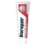 Tube de dentifrice Biorepair Fast Sensitive Repair blanc et rouge, 75 ml