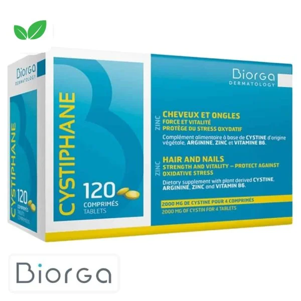 Boîte bleue Cystiphane Biorga cheveux et ongles, 120 comprimés