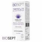 Étui violet et blanc du gel lavant intime Biosept 120 ml