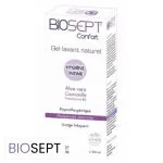 Étui blanc et violet du gel lavant intime Biosept Confort 200 ml