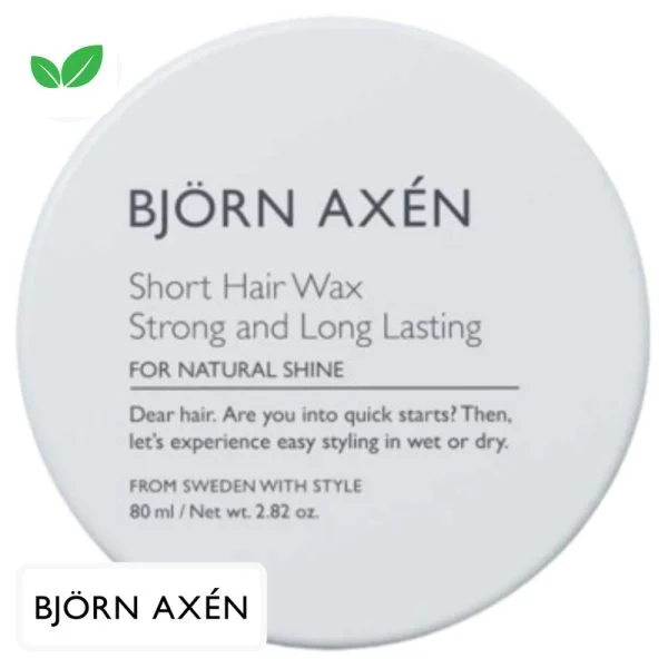Pot rond gris clair Björn Axén Short Hair Wax fixation forte, 80 ml