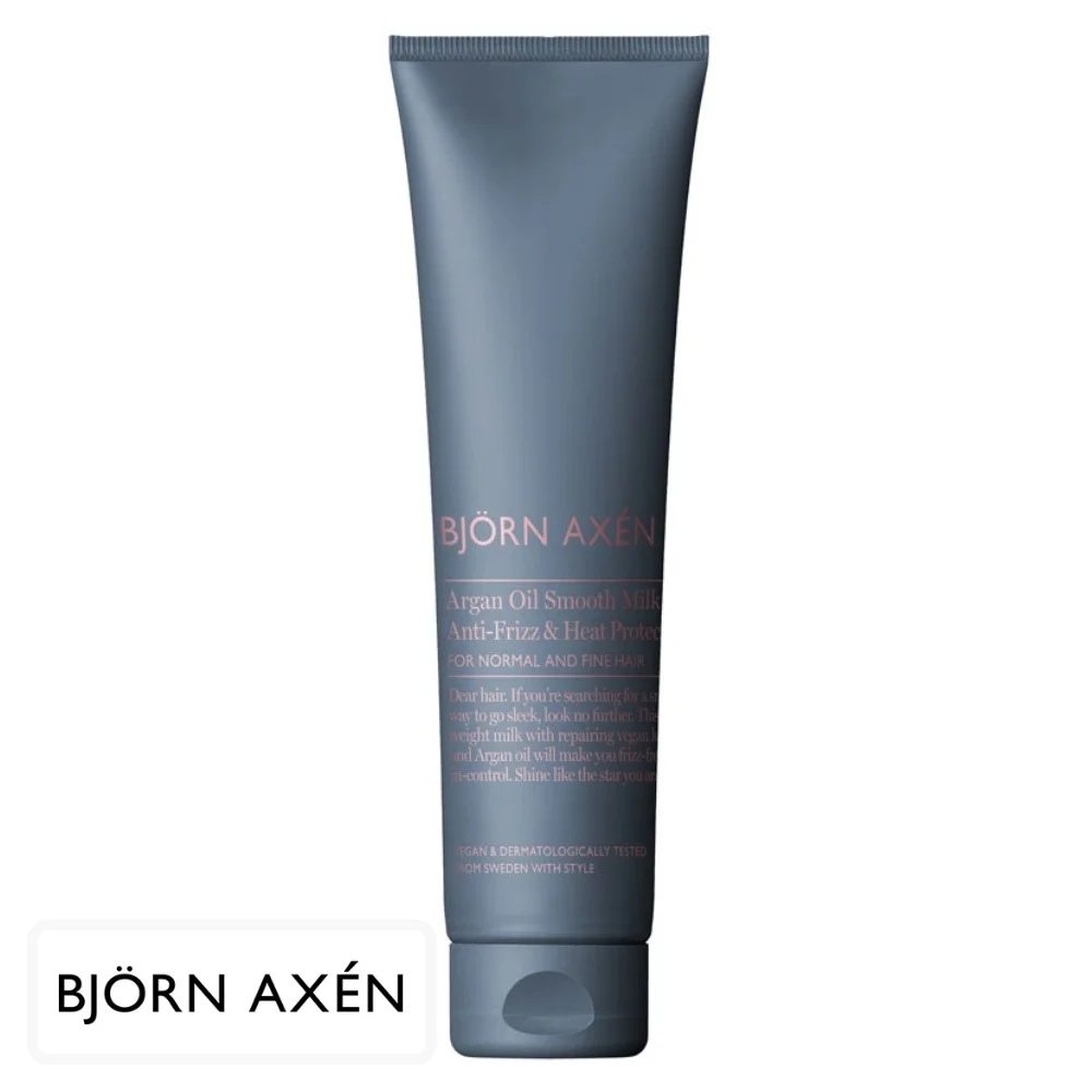 bjorn-axen-lait-doux-protection-chaleur-et-frictions-huile-d-argan-150ml.jpg Tube gris bleuté Björn Axén Argan Oil Smooth Milk anti-frisottis 150 ml