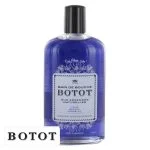 Flacon violet de bain de bouche Botot, étiquette blanche et bouchon noir