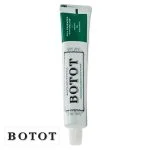 Tube blanc de dentifrice Botot avec bandeau vert et bouchon blanc