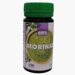 Flacon Bpl Morinat à bouchon vert, feuilles de moringa et poudre verte