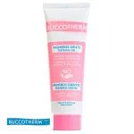 Tube rose et blanc Buccotherm baume gingival premières dents, mention bio