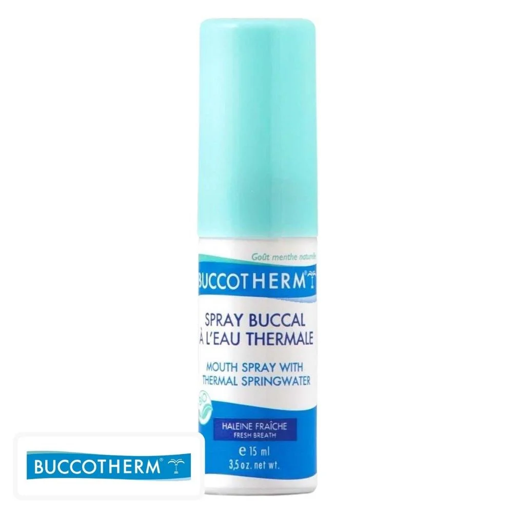 buccotherm-spray-buccal-a-l-eau-thermale-15ml.jpg Petit flacon spray buccal Buccotherm bleu à l'eau thermale de 15 ml