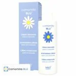 Flacon blanc et étui bleu Camomilla Blu crème hydratante jojoba camomille 200 ml