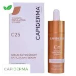 Flacon cuivré Capiderma C25 sérum antioxydant 15 ml et son étui