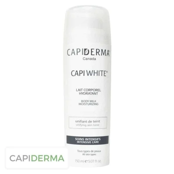 Flacon pompe blanc Capiderma Capiwhite lait corporel hydratant 150 ml