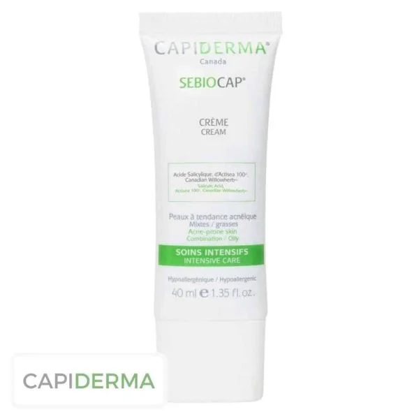 Tube blanc et vert Capiderma Sebiocap crème visage 40 ml