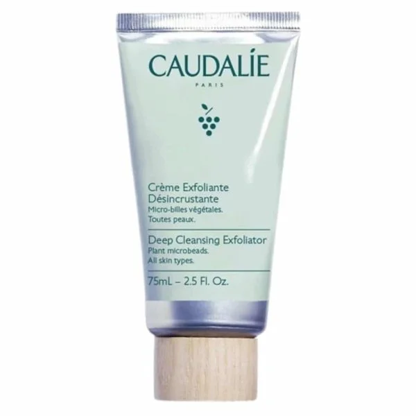 Tube vert amande Caudalie crème exfoliante désincrustante micro-billes végétales