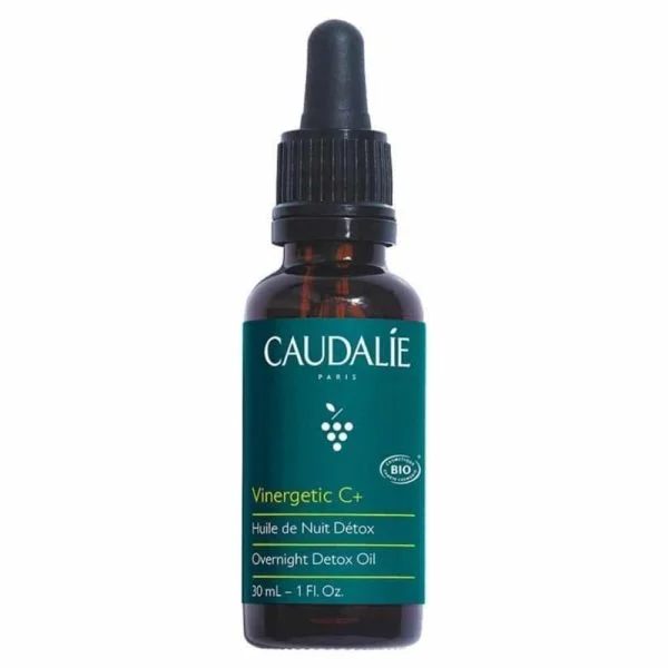 Flacon compte-gouttes ambré Caudalie Vinergetic C+ huile de nuit détox 30 ml