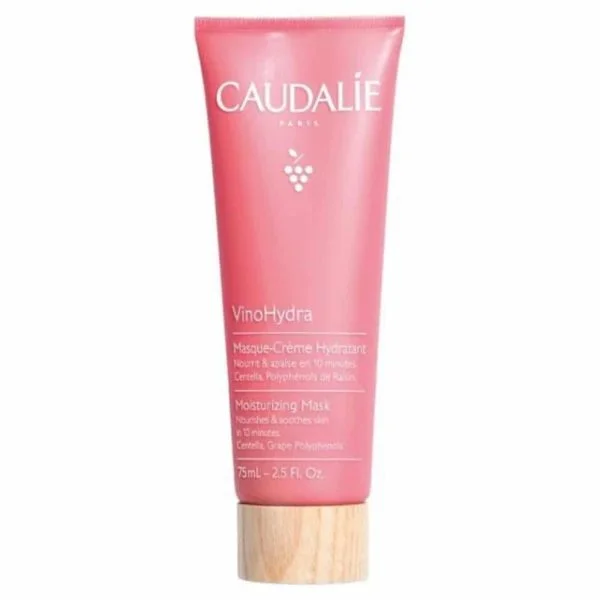 Tube rose bouchon bois Caudalie VinoHydra masque-crème hydratant 75 ml