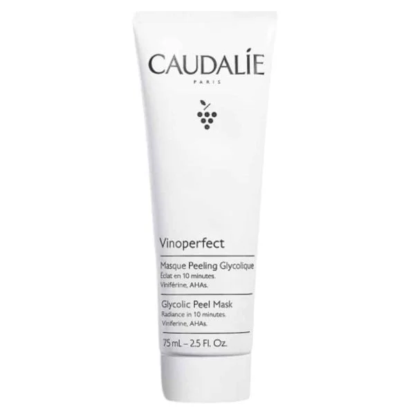 Tube blanc Caudalie Vinoperfect masque peeling glycolique éclat 75 ml