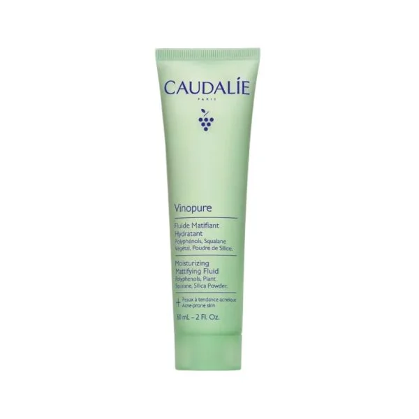 Tube vert pâle Caudalie Vinopure fluide matifiant hydratant 60 ml