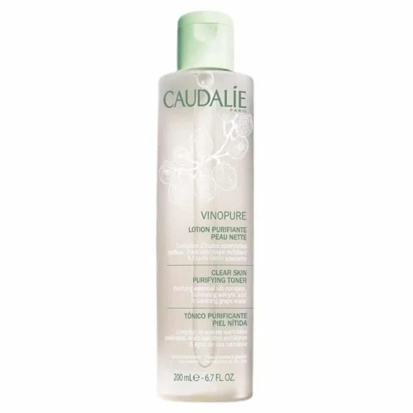 Flacon Caudalie Vinopure Lotion Purifiante Peau Nette 200 ml bouchon vert