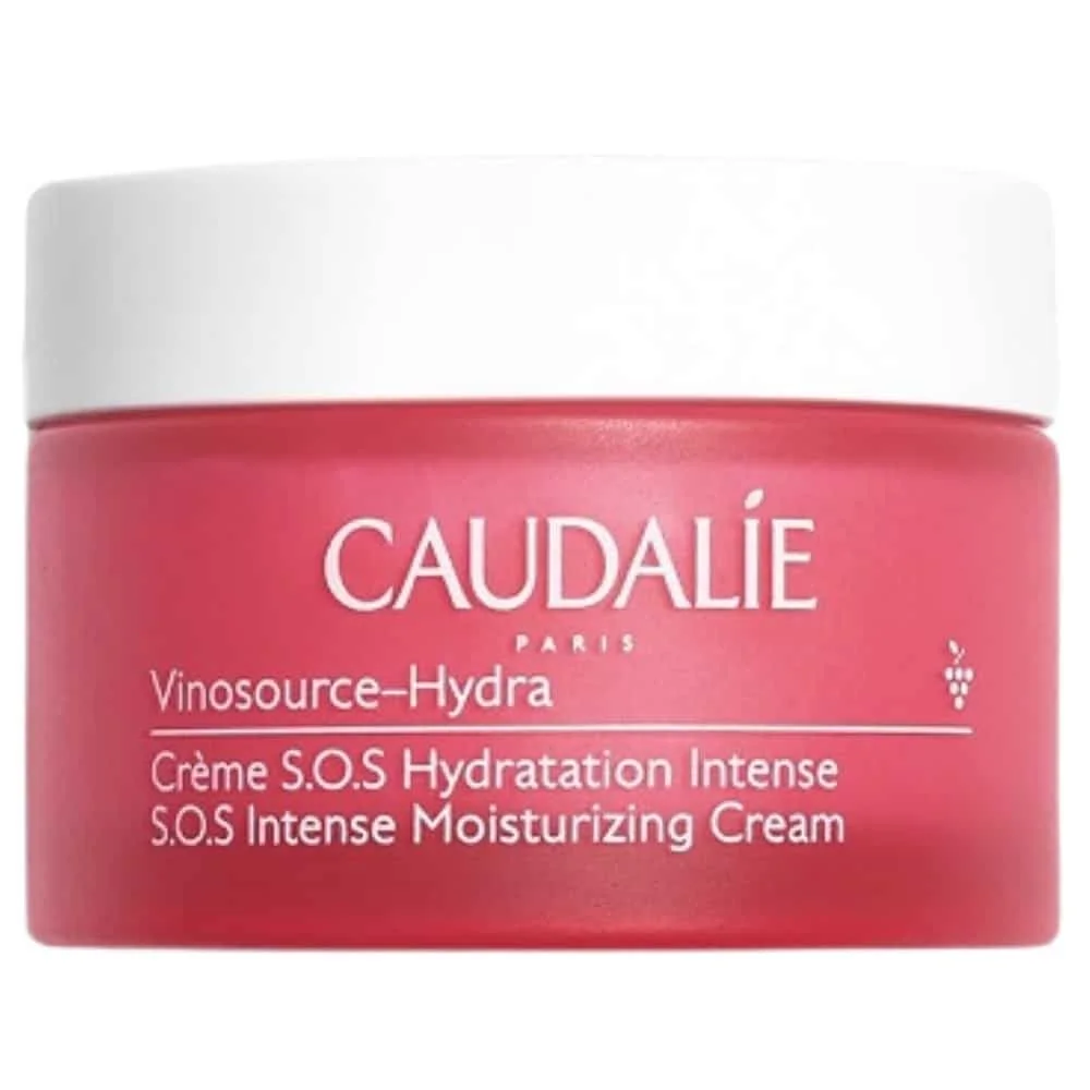 caudalie-vinosource-hydra-creme-sos-hydratation-intense-50ml.jpg Pot rose Caudalie Vinosource-Hydra Crème S.O.S Hydratation Intense couvercle blanc