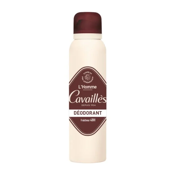 Spray aérosol Cavaillès L'Homme Déodorant Fraîcheur 48h capuchon bordeaux