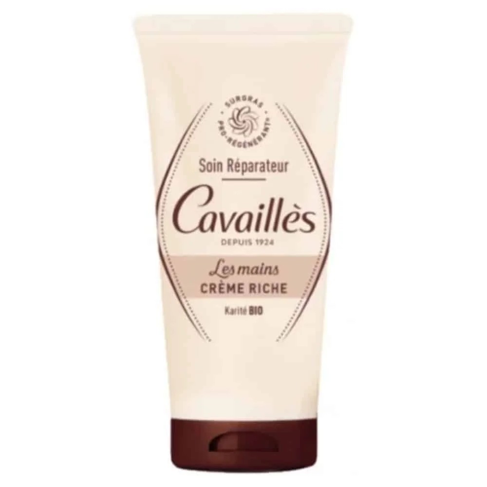 cavailles-les-mains-soin-reparateur-creme-riche-50ml.jpg Tube beige Cavaillès Les Mains Crème Riche Soin Réparateur karité bio
