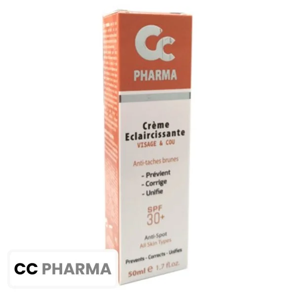 Étui orange CC Pharma crème éclaircissante anti-taches brunes SPF 30+