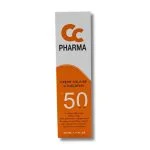Étui orange et blanc CC Pharma crème solaire SPF 50, 50 ml