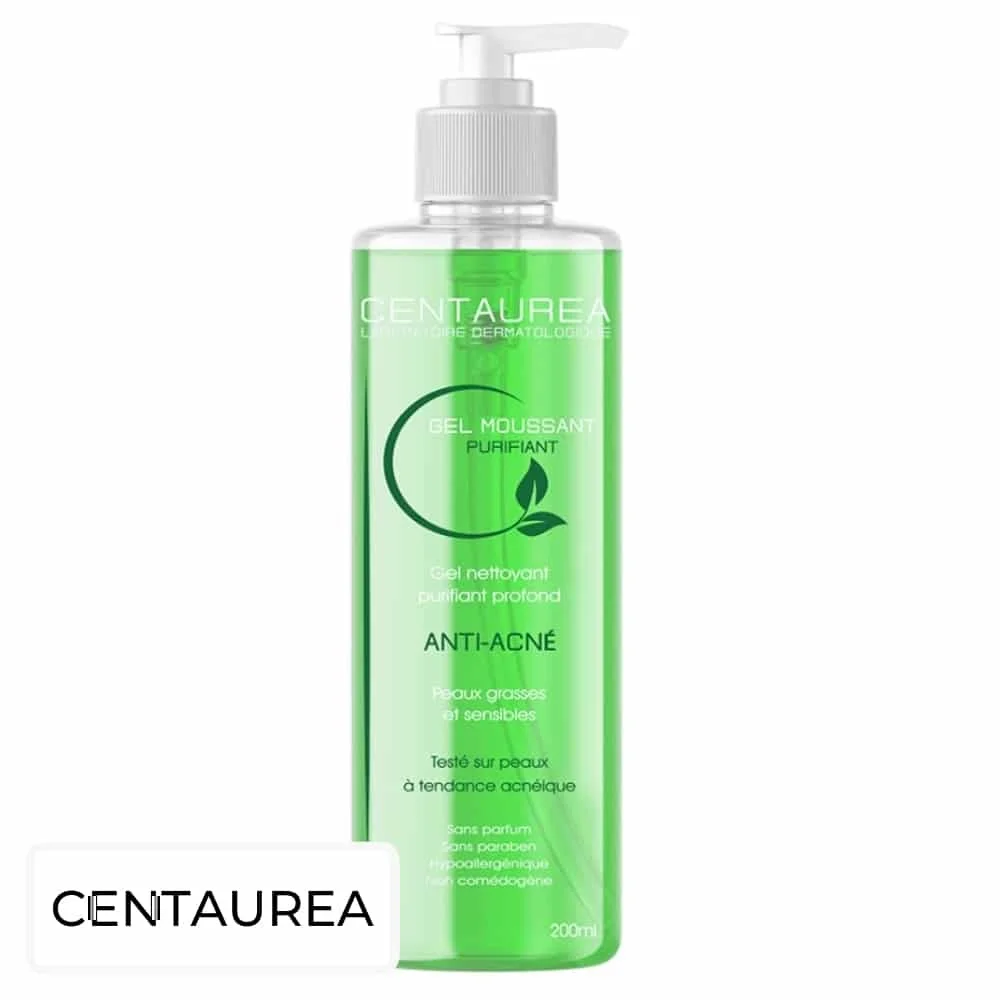 centaurea-gel-moussant-purifiant-anti-acne-200ml.jpg Flacon pompe vert Centaurea Gel Moussant Purifiant anti-acné 200 ml