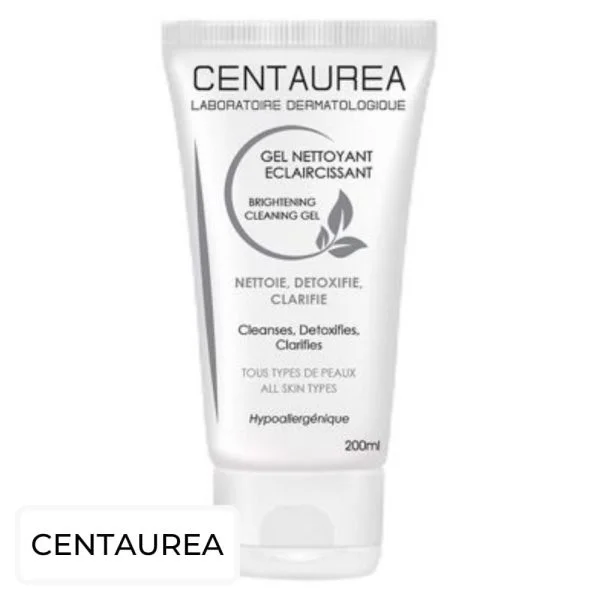 Tube blanc Centaurea Gel Nettoyant Eclaircissant 200 ml, impressions grises