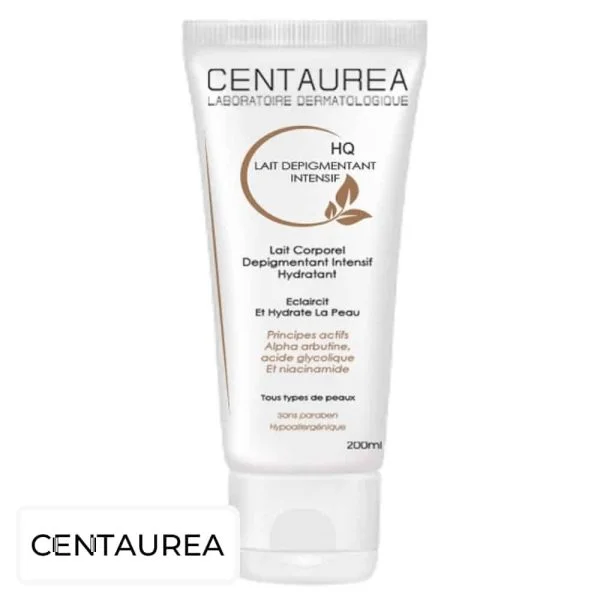 Tube blanc Centaurea HQ Lait Dépigmentant Intensif 200 ml, impressions cuivrées