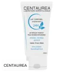 Tube blanc Centaurea Lait Corporel Hydratant 24h 200 ml, impressions bleues
