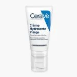 Tube blanc et bleu CeraVe crème hydratante visage sans SPF, pompe airless
