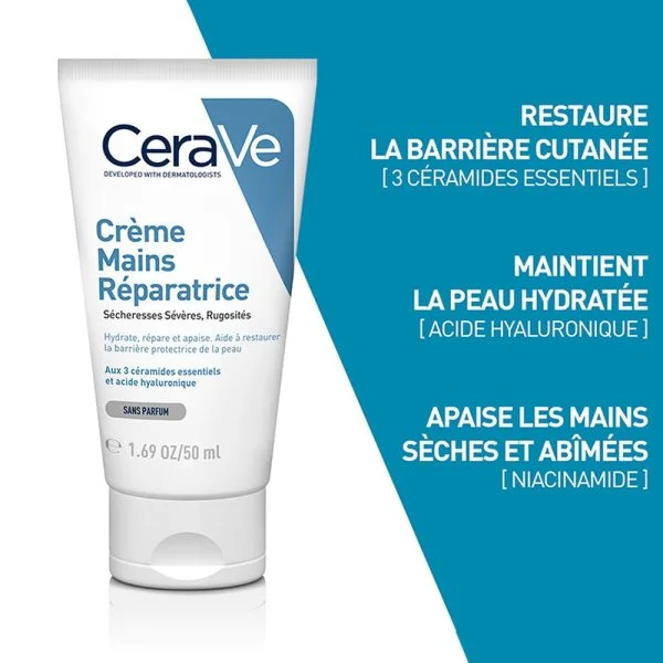 CeraVe Crème Mains Réparatrice Sécheresse Sévères & Rugosités 50ml – photo 2