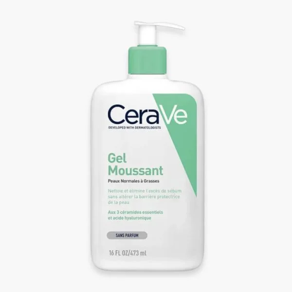 Flacon pompe CeraVe Gel Moussant blanc et vert format 473 ml